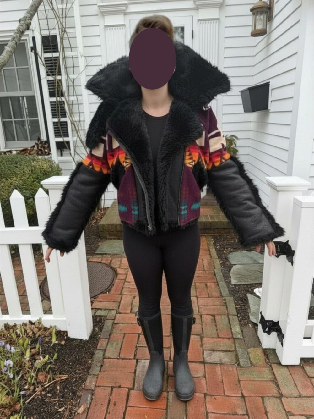 Maroon Chief Joseph Lulu Aviator with Black leather and fur